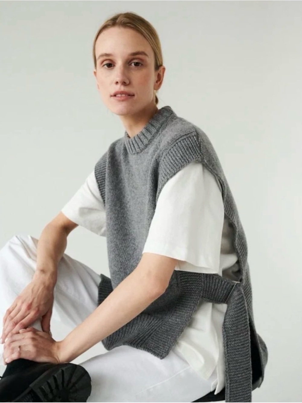 The Knotty Ones Kalvos Merino Wool Vest L Oversized Scandinavian Minimalist